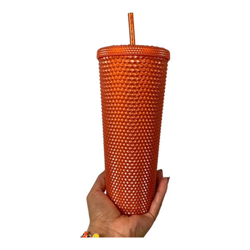 Starbucks Tumbler Unisex 24oz Orange Studded Venti Cold Cup Bling NEW - Picture 2 of 4